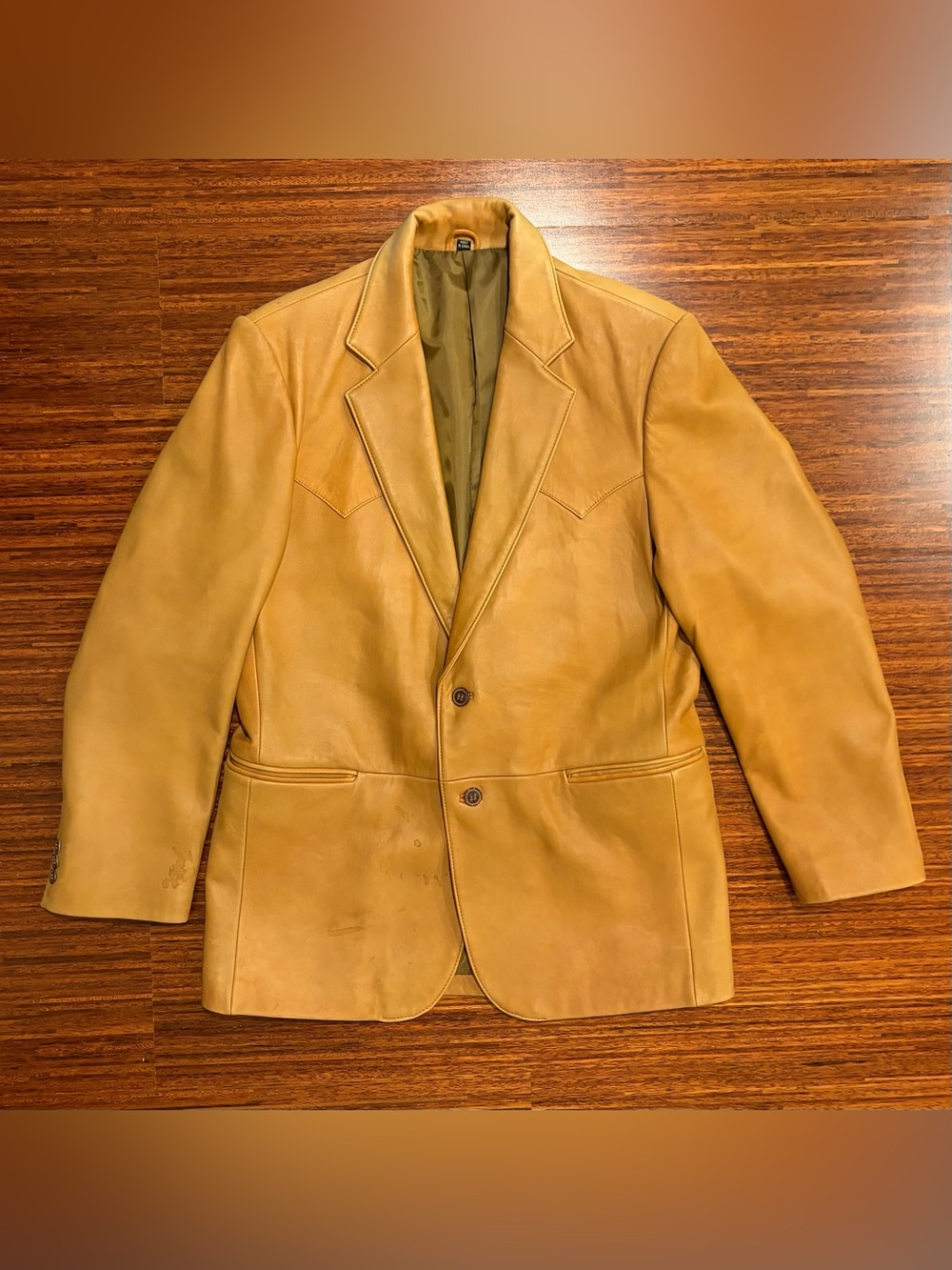 Vintage 90s Circle S Vintage Western Tan Leather Blazer Jacket Size 40R